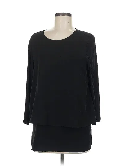 Pre-owned Dg^2 By Diane Gilman 3/4 Sleeve Top Black Boatneck Tops