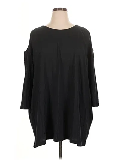 Pre-owned Dg^2 By Diane Gilman 3/4 Sleeve Top Black Cold Shoulder Neckline Tops