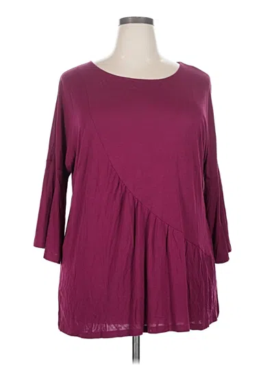 Pre-owned Dg^2 By Diane Gilman 3/4 Sleeve Top Burgundy Boatneck Tops