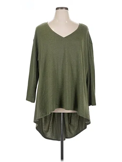 Pre-owned Dg^2 By Diane Gilman 3/4 Sleeve Top Green V Neck Tops