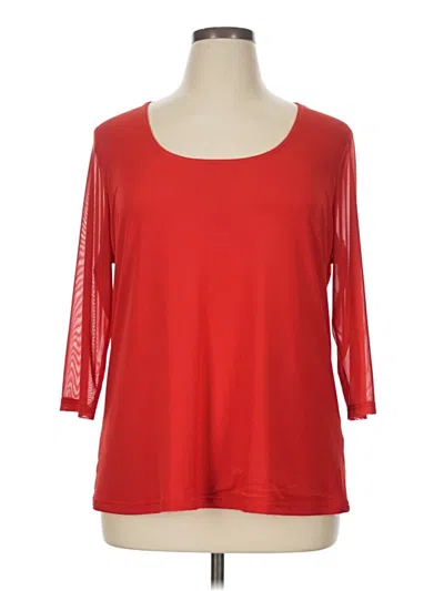 Pre-owned Dg^2 By Diane Gilman 3/4 Sleeve Top Red Scoop Neck Tops