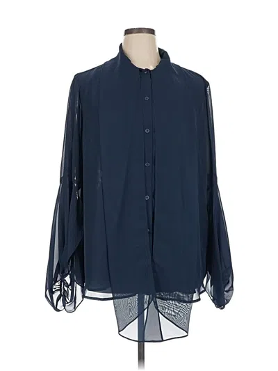 Pre-owned Dg^2 By Diane Gilman Long Sleeve Blouse In Blue