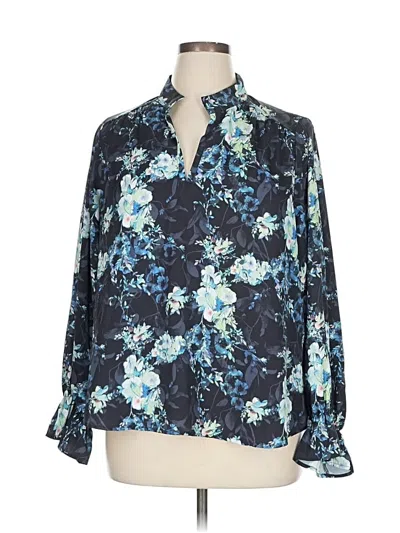 Pre-owned Dg^2 By Diane Gilman Long Sleeve Blouse In Blue