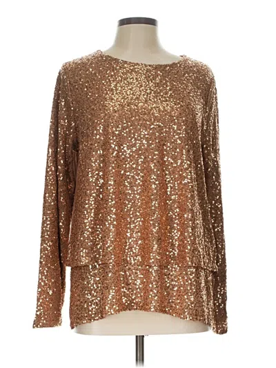 Pre-owned Dg^2 By Diane Gilman Long Sleeve Blouse In Gold