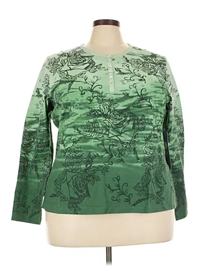 Pre-owned Dg^2 By Diane Gilman Long Sleeve Blouse In Green
