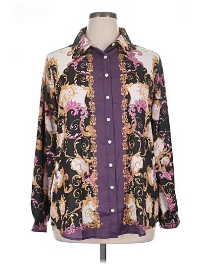 Pre-owned Dg^2 By Diane Gilman Long Sleeve Blouse In Purple