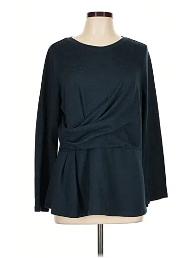 Pre-owned Dg^2 By Diane Gilman Long Sleeve Top Black Boatneck Tops