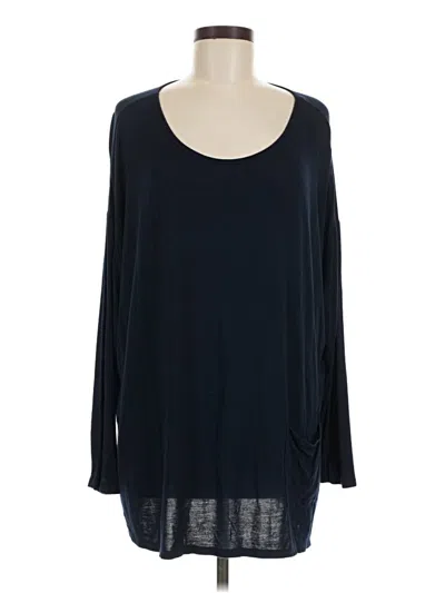 Pre-owned Dg^2 By Diane Gilman Long Sleeve Top Blue Scoop Neck Tops