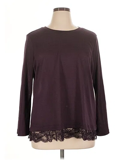 Pre-owned Dg^2 By Diane Gilman Long Sleeve Top Burgundy Crew Neck Tops