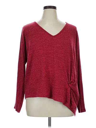 Pre-owned Dg^2 By Diane Gilman Long Sleeve Top Burgundy V-neck Tops