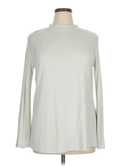Pre-owned Dg^2 By Diane Gilman Long Sleeve Top Ivory Turtleneck Tops In White