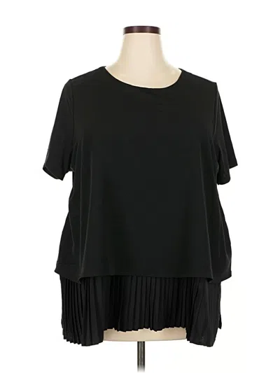 Pre-owned Dg^2 By Diane Gilman Short Sleeve Top Black Scoop Neck Tops