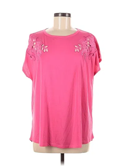 Pre-owned Dg^2 By Diane Gilman Short Sleeve Top Pink Cold Shoulder Neckline Tops