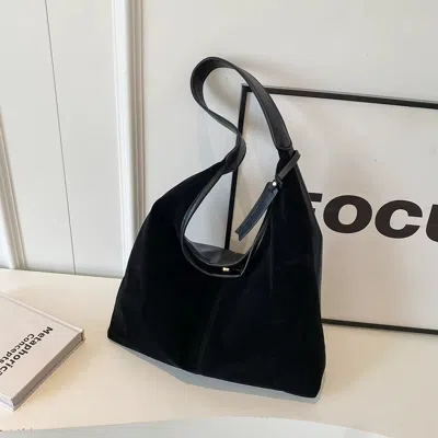 Dgiass Women's Suede Tote Bag With Magnetic Closure - Spacious Slouchy Shoulder Handbag For Work And Travel In Black