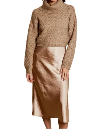 Dh New York Ani Sweater Combo Dress In Almond In Brown