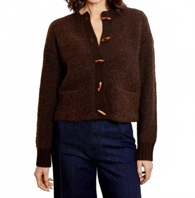 Dh New York Antonia Boucle Cardigan In Chocolate In Brown