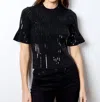 Dh New York Delaney Short Sleeve Sweater In Black In Black