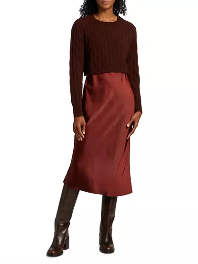 Dh New York Jac Pieced Layered Midi Dress In Mahogany In Multi