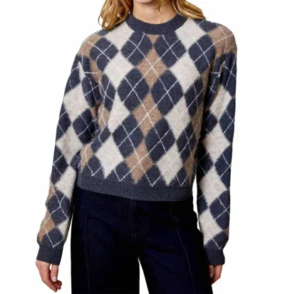 Dh New York Marissa Crewneck Sweater In Storm Grey Combo In Blue