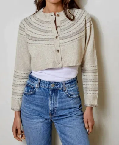 Dh New York Neutral Stripe Cropped Cardigan In Grey Melange In Blue