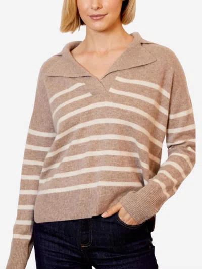 Dh New York Notched Collar Sweater In Toast Combo