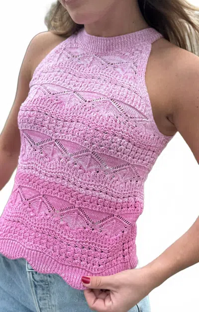 Dh New York Ombre Halter Top In Pink Dahlia Combo