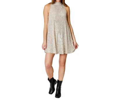 Dh New York Sequin Mini Dress In Champagne In White