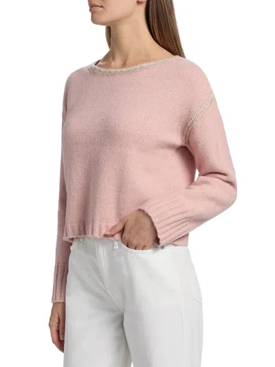 Dh New York Seraphina Long Sleeve Sweater In Petal Combo In Pink