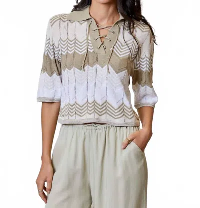 Dh New York Sienna Short Sleeve Sweater In Pearl In Neutral