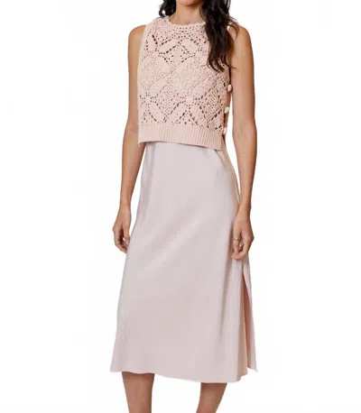 Dh New York Silk Dress With Sweater In Light Pink