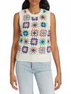 Dh New York Sleeveless Crochet Vest In White Combo In White