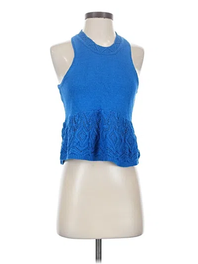 Pre-owned Dh New York Sleeveless Top Blue Halter Neckline Tops