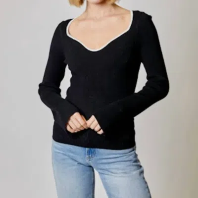 Dh New York Sweetheart Long Sleeve Sweater In Black