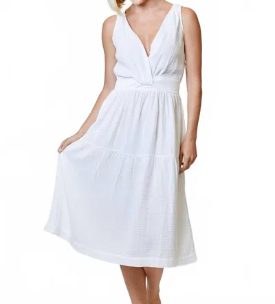 Dh New York V-neck Midi Dress In White
