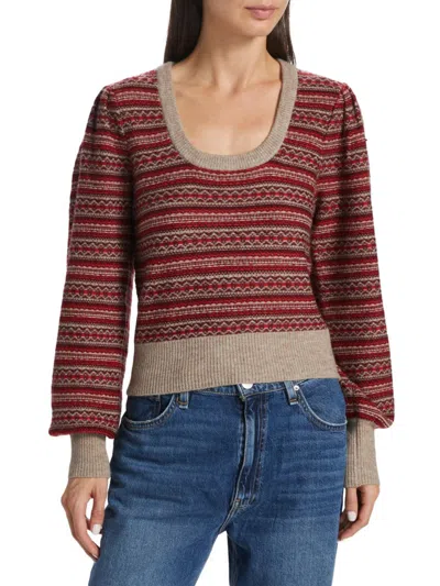 Dh New York Women's Amara Stripe Sweater In Burgundy Combo
