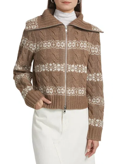 Dh New York Women's Brighton Zip Cardigan In Brown