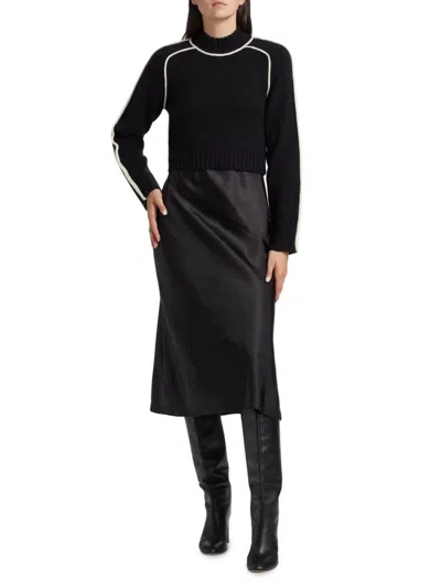 Dh New York Women's Crewneck Combo Midi-dress In Black