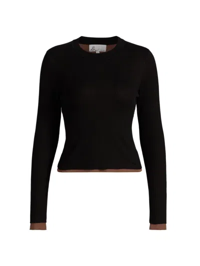 Dh New York Women's Filippa Rib-knit Cotton-blend Top In Black