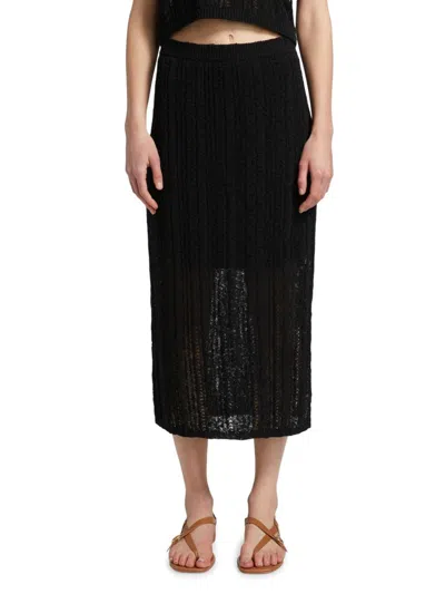 Dh New York Women's Francis Open Knit Midi-skirt In Black