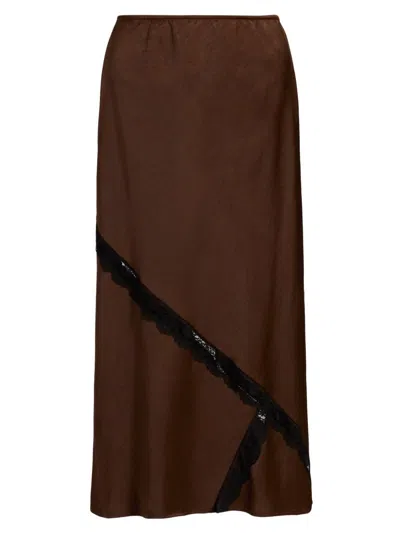 Dh New York Women's Katrina Lace-trimmed Midi-skirt In Brown