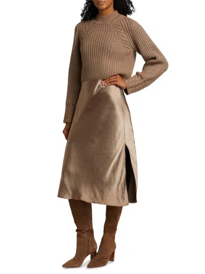 Dh New York Women's Kaz 2-piece Wool-blend Dress & Sweater Set In Brown