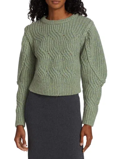 Dh New York Women's Luisa Cable Knit Sweater In Heather Pine