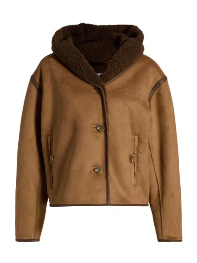 Dh New York Women's Madylen Faux Sherpa Jacket In Brown