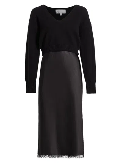 Dh New York Women's Mis Pieced Layered Midi-dress In Black