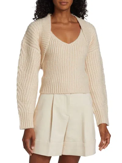 Dh New York Women's Rue Shrug & Tank Combo In Oat