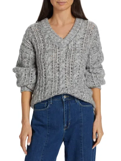 Dh New York Women's Willow Cable Knit Sweater In Heather Grey