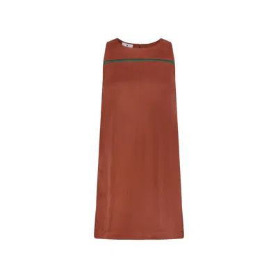Dhara Sheth Dubai Women's A Line Sleeveless Suede Mini Dress - Brown