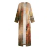 Dhara Sheth Dubai Women's Abstract Aviators Bird Abstract Print Long Kimono Dress - A Beach Cover Up