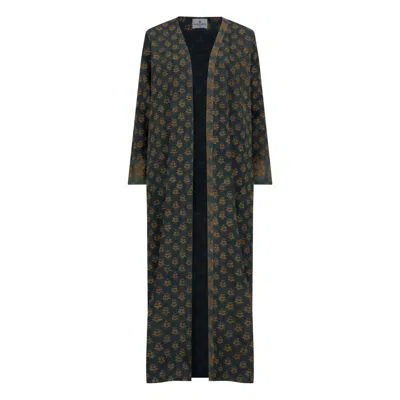 Dhara Sheth Dubai Women's Ajrakh Print Linen Kimono - Green