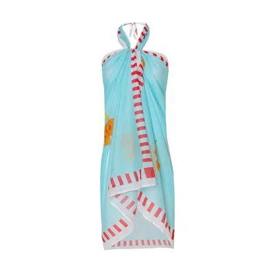 Dhara Sheth Dubai Women's Azure Bloom Floral Resort Halter-style Sarong In Blue